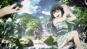 Tokitou Muichirou Kimetsu No Yaiba Anime Boys Anime Girls Water Waterfall One Eye Closed Clouds Two  3840x2160 Wallpaper