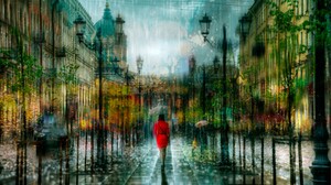 Artistic City Colorful Colors Girl Rain Russia 1920x1200 Wallpaper