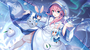 Anime Anime Girls Kimono Snowflakes 22 Bilibili 33 Bilibili Bilibili Looking At Viewer Aurorae Bunny 1920x1080 Wallpaper