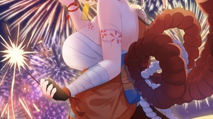 Anime Anime Girls Vertical Genshin Impact Yoimiya Genshin Impact Fireworks Blonde Yellow Eyes Sarash 3000x4000 Wallpaper