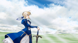 Saber Fate Stay Night Fate Series Anime Girls Artoria Pendragon Dress Sword Blonde Landscape 5120x2880 Wallpaper