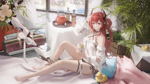 Arknights Surtr Arknights Anime Girls Horns Red Eyes Redhead 5400x2800 Wallpaper