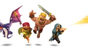 Clash Of Clans Video Game Characters Transparent Background Dragon Barbarian Archer Fireballs Wizard 6224x2344 Wallpaper