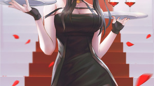 Anime Anime Girls Spy X Family Yor Forger Red Eyes Turkey Wine Glass Petals Stairs Black Hair 2400x3600 Wallpaper