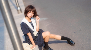 Women School Uniform Skirt Sunny Asian 5500x3670 Wallpaper