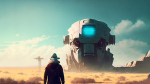Ai Art Robot Artifacts Science Fiction Aliens Desert Futuristic 3640x2048 Wallpaper