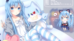 Anime Girls Japanese Cake Sweets Fork Blushing Cat Girl Cat Ears Cat Tail Pillow Heart Design Lookin 4222x3017 Wallpaper