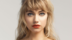 Imogen Poots Women Actress Blonde Blue Eyes Face Simple Background British Lipstick Frontal View Por 1531x1296 Wallpaper