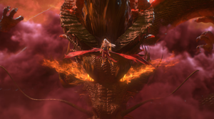 Daike Wan Mei Shi Jie CGi Dragon Fire Creature Chinese Anime Looking At Viewer Clouds 3840x1636 Wallpaper