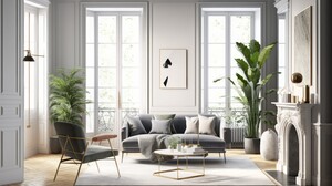 Ai Art Room Interior Couch Chair Plants Leaves 4579x2616 Wallpaper