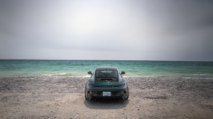Car Sea Beach Water Porsche 991 Rear View Vehicle Simple Background Minimalism Waves Licence Plates 1920x1080 Wallpaper