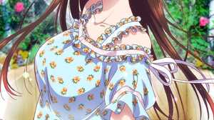 Kanojo Okarishimasu Rent A Girlfriend Chizuru Mizuhara Brunette Smiling Open Mouth Skirt Flower Shir 1440x2560 Wallpaper