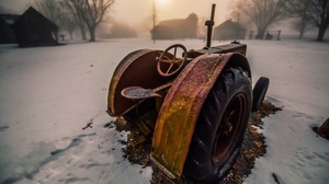 Vehicle Tractors Cold Winter Snow Outdoors Rust 3840x2160 wallpaper