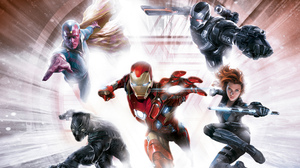 Black Panther Marvel Comics Black Widow Captain America Civil War Iron Man Vision Marvel Comics War  5120x2880 Wallpaper