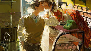 Artwork Couple Cafe Anime Anime Boys Anime Girls 1929x2756 Wallpaper
