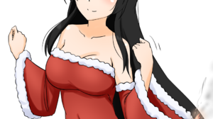Anime Christmas Christmas Clothes Anime Girls Kantai Collection Fusou KanColle Long Hair Black Hair  1061x1500 Wallpaper