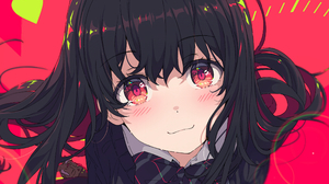 Anime Anime Girls Original Characters Ogipote Artwork Black Hair Red Eyes 2375x1568 Wallpaper