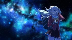 White Hair Milky Way Starry Night Stars Blue Eyes Anime Girls Charlotte Anime Tomori Nao 3840x2160 Wallpaper