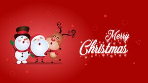 Christmas Reindeer Snowman Santa Claus Simple Background Minimalism Hat Scarf Antlers 2560x1440 Wallpaper