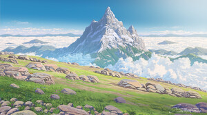 Jajang Sopandi Landscape Digital Art Clear Sky Clouds Mountain Top Mountains Horizon Anime Nature Ar 1920x1080 Wallpaper