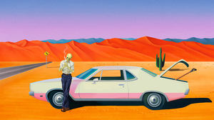 Digital Art Artwork Illustration Concept Art Desert Vehicle Skeleton Landscape Dunes Smoking Road Co 6000x4500 wallpaper