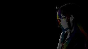 Ai Assisted Black Background Selective Coloring Anime Girls Multi Colored Hair Minimalism Heterochro 3840x2160 Wallpaper