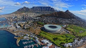 Cape Town City Stadium Harbor Aerial View Landscape Cityscape South Africa 1920x1080 Wallpaper