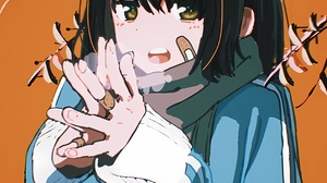 Anime Komugiko2000 Anime Girls Portrait Display Band Aid Short Hair Branch Looking At Viewer Orange  2800x3964 Wallpaper