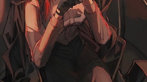Anime Anime Girls Chainsaw Man Makima Chainsaw Man Portrait Display Gloves Legs Crossed Jacket Redhe 2848x5120 Wallpaper