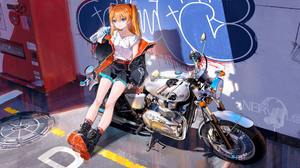 Neon Genesis Evangelion Asuka Langley Soryu Anime Anime Girls Artwork Fan Art Long Hair Jacket Blue  2500x1406 wallpaper