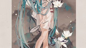 Anime Girls Artwork Lotus Long Hair Water Heels Cheongsam 2365x3508 Wallpaper