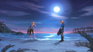 The Legend Of Zelda Breath Of The Wild Link Zelda Beach Ocean View Sunset Sunset Glow Clouds 1920x1080 Wallpaper