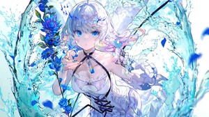 Anime Anime Girls Fuji Choko Portrait Display Water In Water Looking At Viewer Blue Eyes Multi Color 1400x1980 Wallpaper