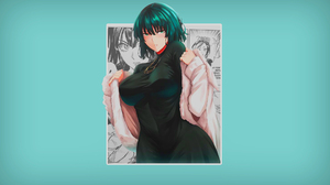 Anime Anime Girls Minimalism Picture In Picture Simple Background Speech Bubble Short Hair Green Hai 1920x1080 Wallpaper