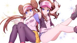 Anime Anime Girls Pokemon Rosa Pokemon Hilda Pokemon Long Hair Twintails Ponytail Brunette Two Women 1768x918 Wallpaper