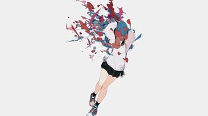 Daisukerichard Anime Girls Original Characters Petals Flowers Minimalism White Background Simple Bac 3840x2160 Wallpaper