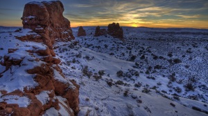 Arches National Park Desert Earth Nature Rock USA Utah Wilderness Landscape Winter Snow Sunset 2200x1462 Wallpaper