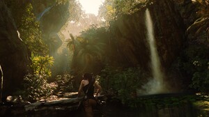 Shadow Of The Tomb Raider Lara Croft Tomb Raider Forest Waterfall Girls With Bows Video Games CGi Na 1920x1080 Wallpaper