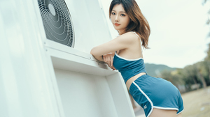 Women Model Asian Brunette Tank Top Short Shorts 6500x4334 Wallpaper