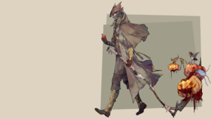 Dark Souls Bloodborne Hunter Bloodborne Scythe Pumpkin 2560x1440 Wallpaper