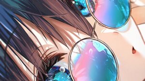Digital Art Artwork Illustration Anime Anime Girls Women Dark Hair Glasses Closeup Face Women With G 900x1320 Wallpaper