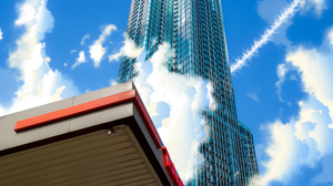 Skyscraper Sky Clouds Gas Station Lens Flare Building Composite 2250x3000 Wallpaper