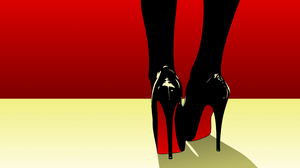 Red Yellow Black Vector Feet Shoes Simple High Heels Louboutin 3840x2160 Wallpaper