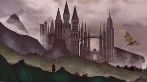 Fantasy Castle Dragon Mist Digital Art Medieval Castle Signature Clouds Artwork 3840x2160 Wallpaper
