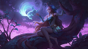 Dao Trong Le Artwork Fantasy Art Fantasy Girl Legs Barefoot Long Hair Flower In Hair Sitting 2500x1423 Wallpaper