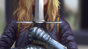Artwork Women Blonde Sword Armor Zero Akuma 1760x2400 Wallpaper