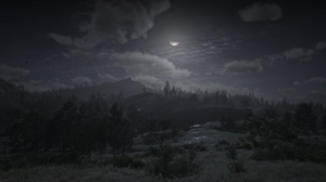 Red Dead Redemption 2 Nature Landscape Video Games Night Trees Sky Clouds Simple Background Grass Mo 3840x2160 Wallpaper
