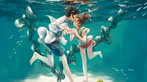 Brown Hair Couple Girl Spirited Away Underwater 1920x1356 Wallpaper