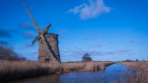 Outdoors Windmill Ruins Abandoned River Sky 3840x2160 Wallpaper
