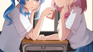 Anime Anime Girls Hololive Virtual Youtuber Hoshimachi Suisei Sakura Miko Long Hair Blue Hair Pink H 2876x3423 Wallpaper
